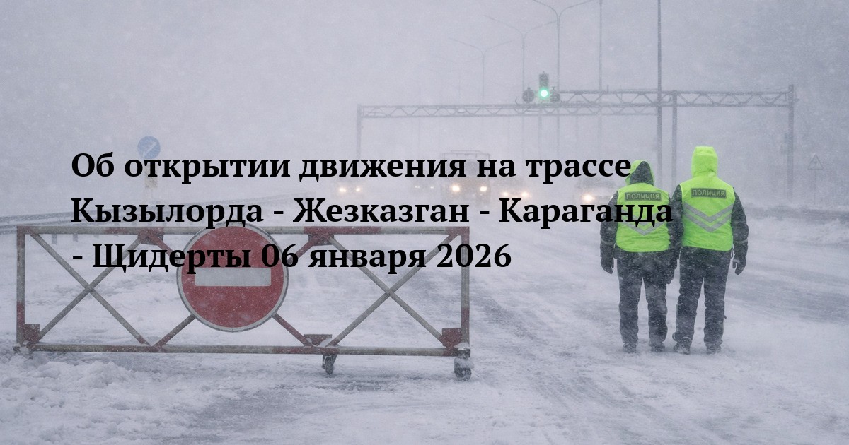 Об открытии движения на трассе Кызылорда - Жезказган - Караганда - Щидерты 06 января 2026
