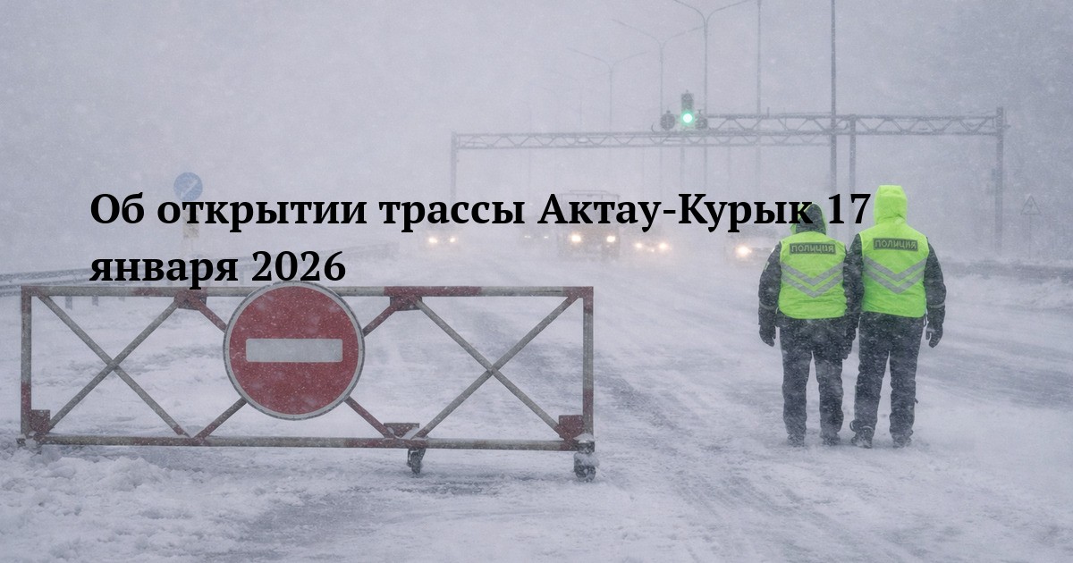 Об открытии трассы Актау-Курык 17 января 2026
