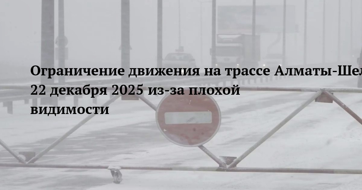 Ограничение движения на трассе Алматы-Шелек-Хоргос 22 декабря 2025 из-за плохой видимости