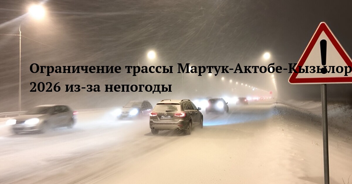 Ограничение трассы Мартук-Актобе-Кызылорда-Шымкент-Алматы 16 марта 2026 из-за непогоды