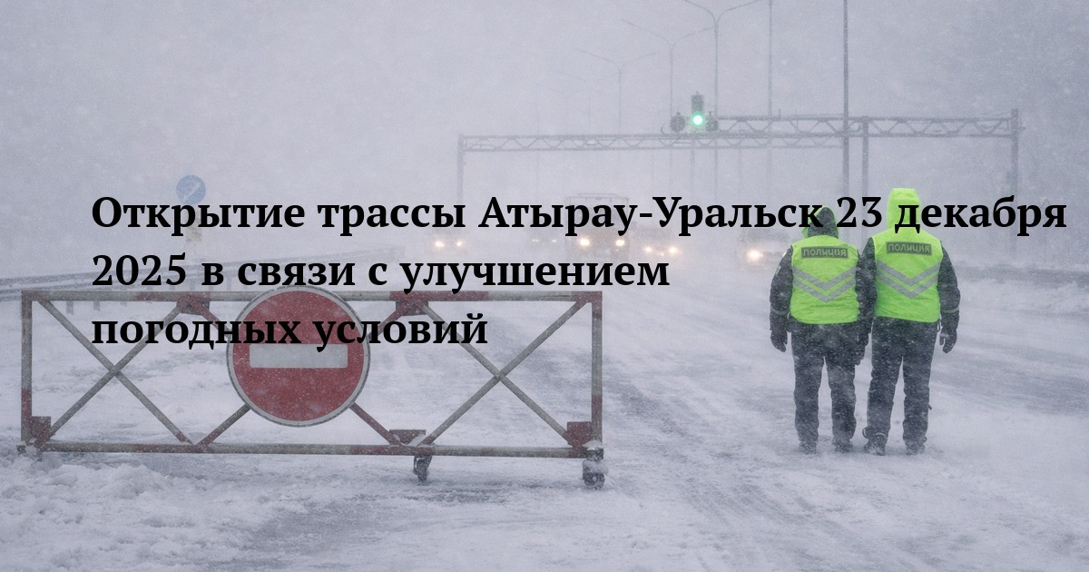 Открытие трассы Атырау-Уральск 23 декабря 2025 в связи с улучшением погодных условий