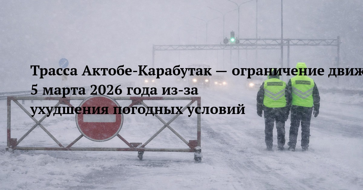 Трасса Актобе‑Карабутак — ограничение движения 5 марта 2026 года из‑за ухудшения погодных условий