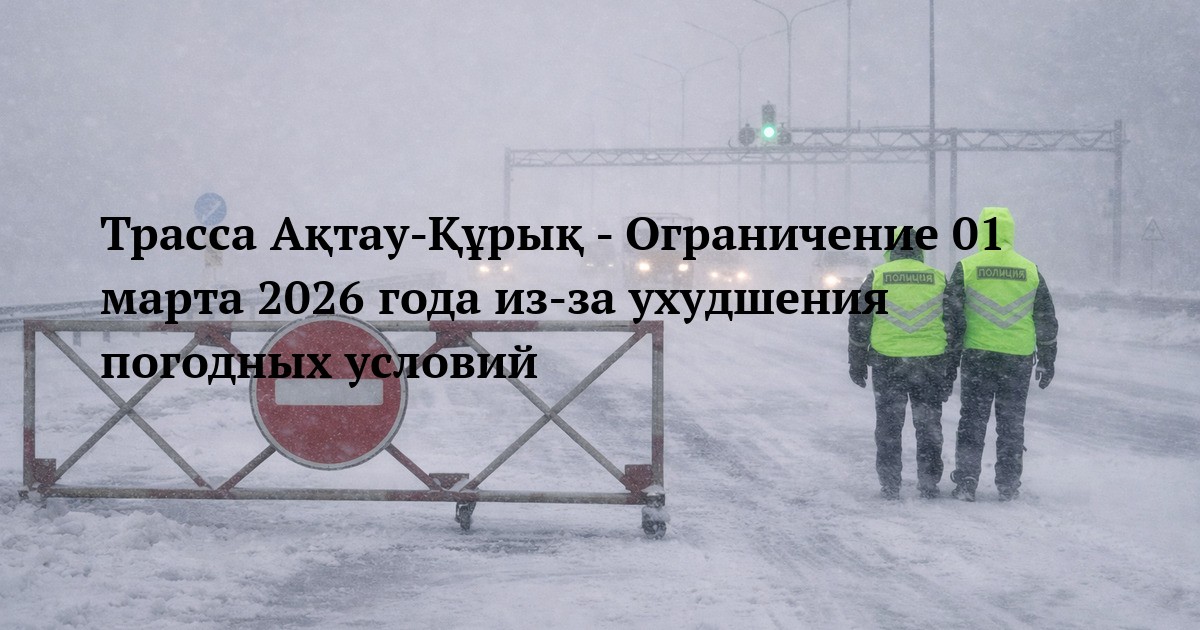 Трасса Ақтау-Құрық - Ограничение 01 марта 2026 года из‑за ухудшения погодных условий