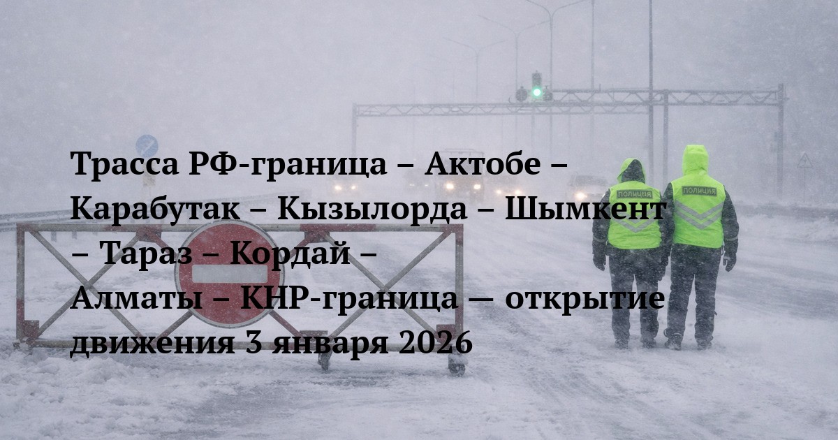 Трасса РФ-граница – Актобе – Карабутак – Кызылорда – Шымкент – Тараз – Кордай – Алматы – КНР-граница — открытие движения 3 января 2026