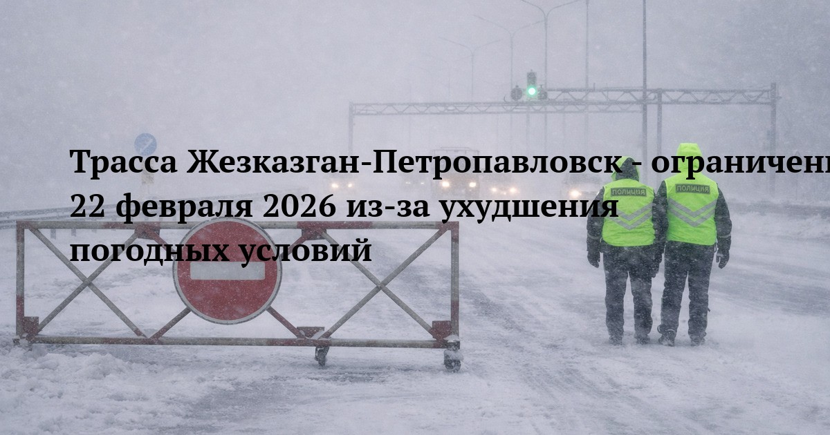 Трасса Жезказган-Петропавловск - ограничение движения 22 февраля 2026 из-за ухудшения погодных условий