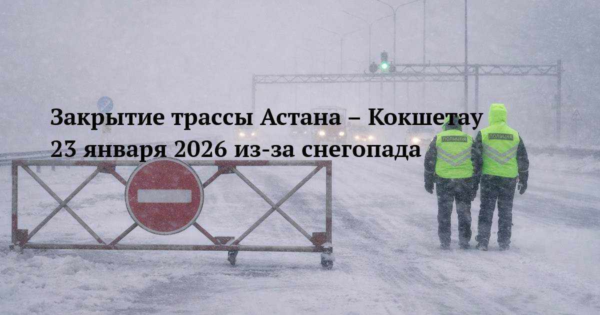 Закрытие трассы Астана – Кокшетау 23 января 2026 из-за снегопада