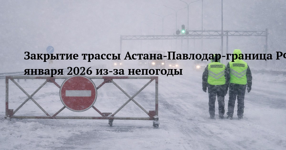 Закрытие трассы Астана-Павлодар-граница РФ 6 января 2026 из-за непогоды