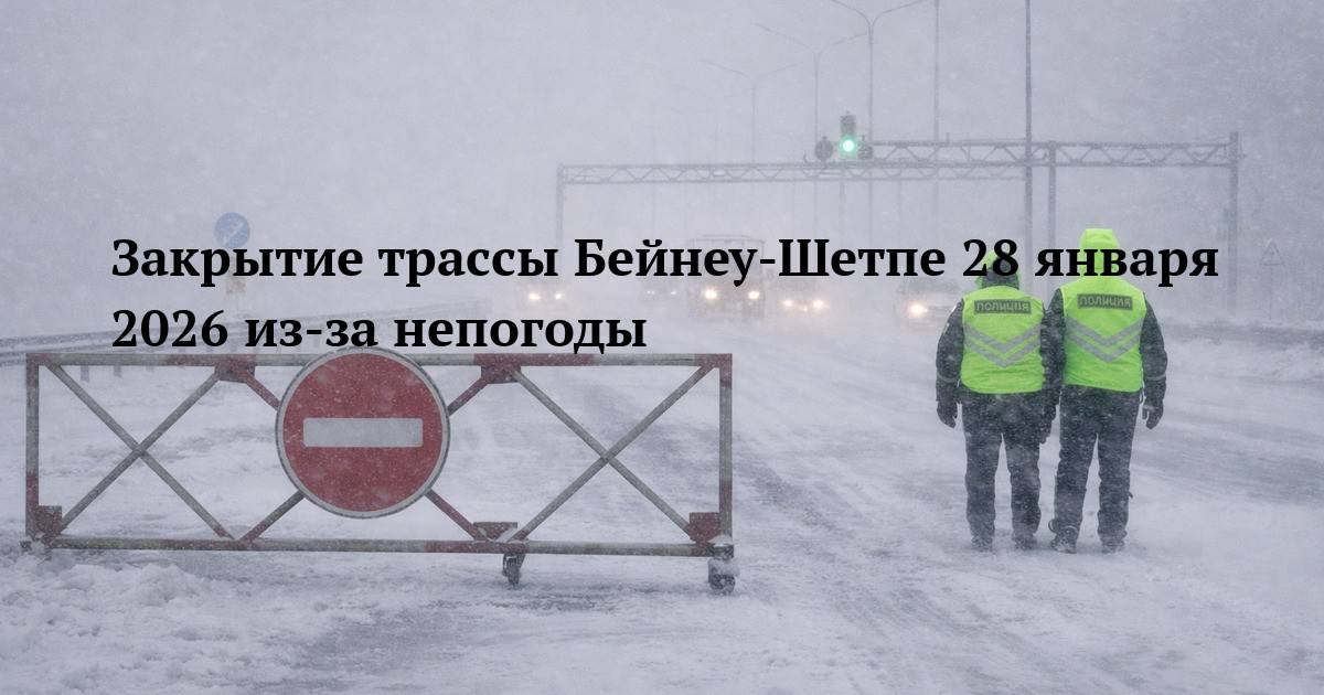 Закрытие трассы Бейнеу-Шетпе 28 января 2026 из-за непогоды