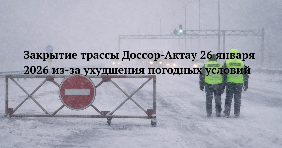 Закрытие трассы Доссор-Актау 26 января 2026 из-за ухудшения погодных условий