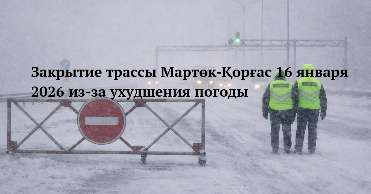 Закрытие трассы Мартөк-Қорғас 16 января 2026 из-за ухудшения погоды