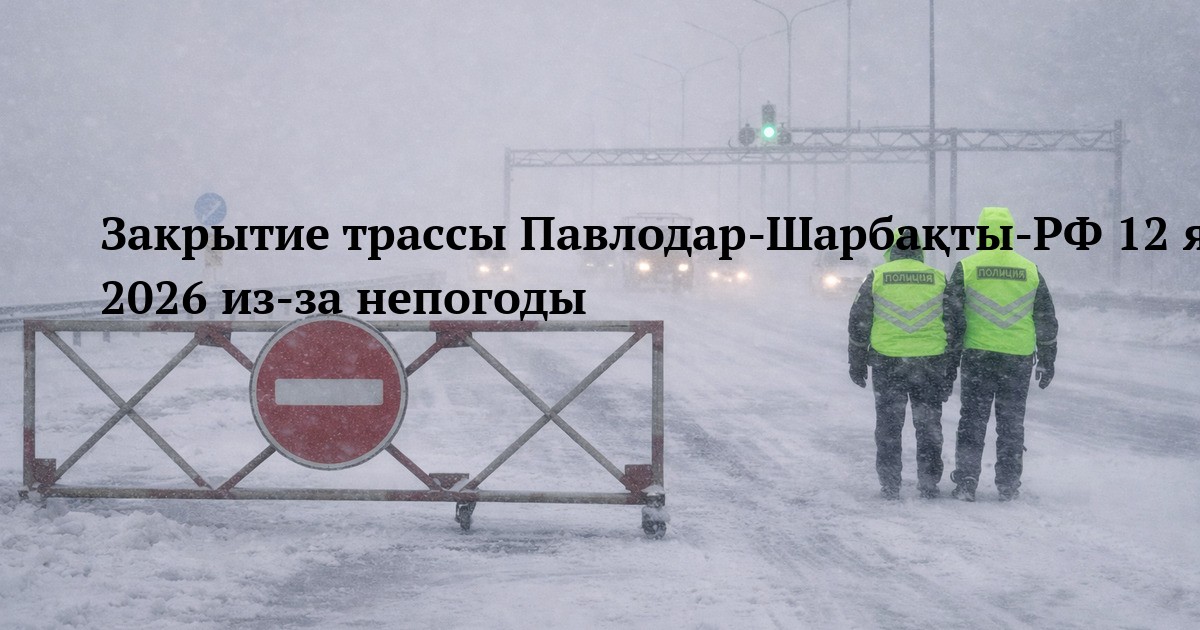 Закрытие трассы Павлодар-Шарбақты-РФ 12 января 2026 из-за непогоды